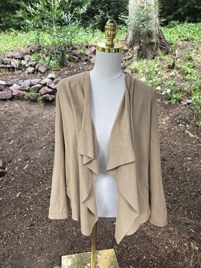Zara Draped Open Front Beige Lightweight Cardigan Size‎ Medium